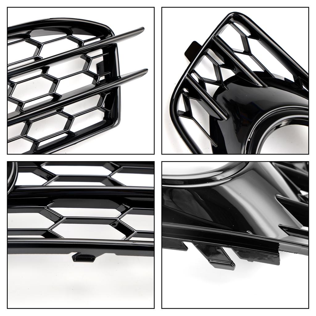 Honeycomb Front Bumper Fog Light Grill Cover 8P0807682 8P0807681 Fit for A3 8P S-Line 2009-2012