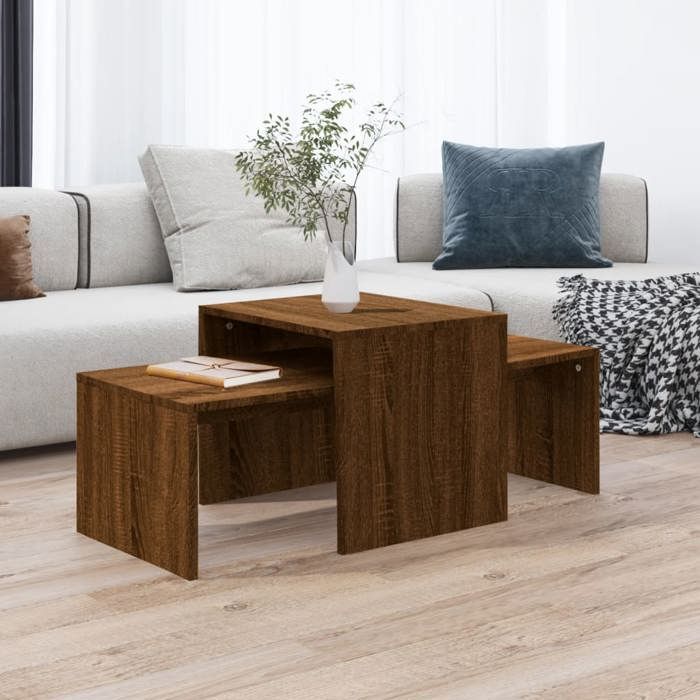 VidaXL Ensemble table basse Chêne brun 100x48x40 cm Bois d'ingénierie 815548