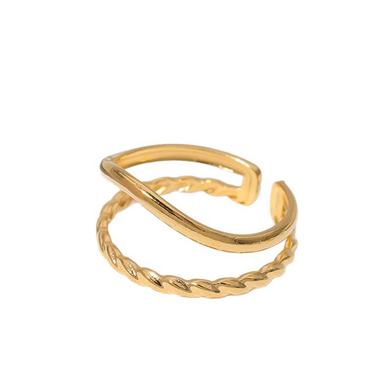 18 Karat Goldfarbener Verstellbarer Edelstahlring – Schickes, Vielseitiges, Modisches Handschmuckstück für Damen