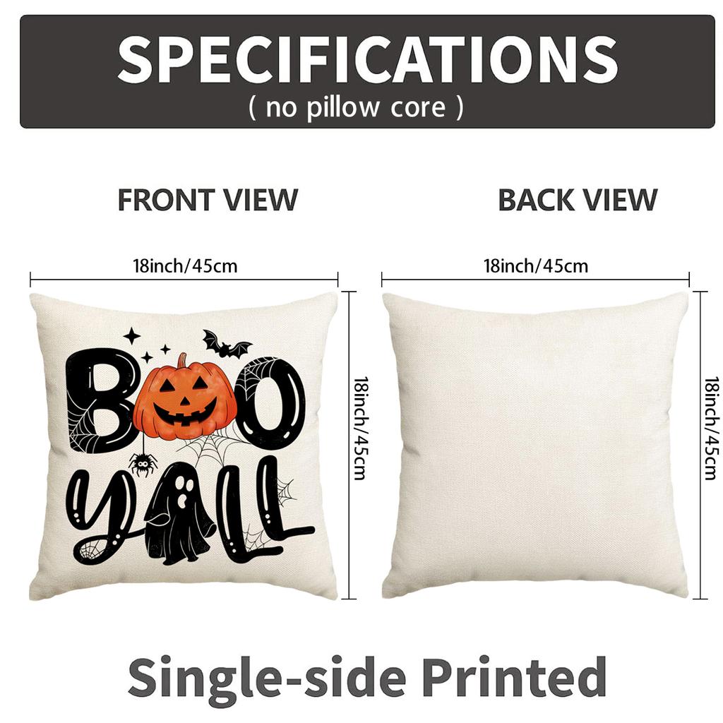 1/4 Piece Halloween Happy Pillow Cover, Horror Ghost, Bat Print Cushion Cover, Mischief or Trick On Halloween Sofa Cushion Cover