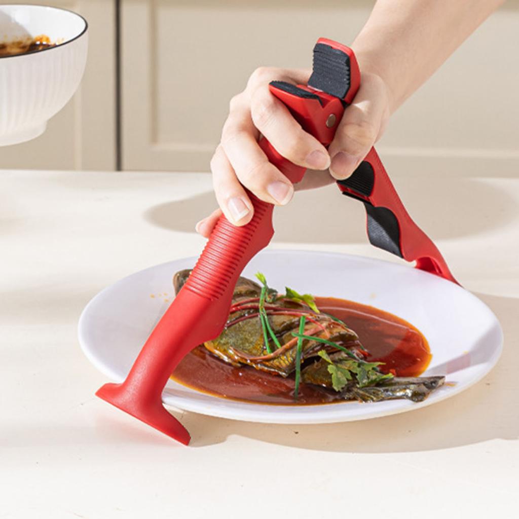 Hot Plate   3 In 1 Anti Scald Bowl Holder Clip for Dish with Can Opener Ergonomic Handle Red