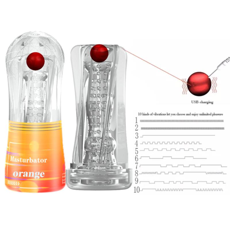 Silicone Aircraft Cup Penis Masturbation Cup for Men Vibration Blowjob Sucking Machine Transparent Soft Pussy Adult Sex Toy