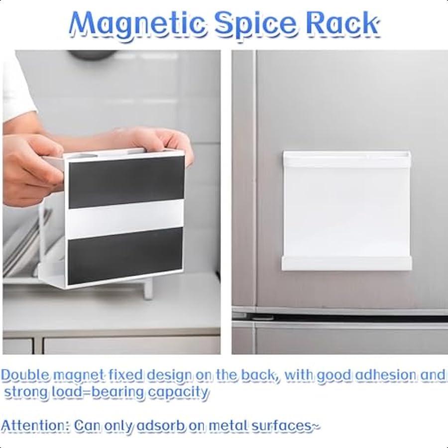 Magnetic Spice Rack for Refrigerator 2PCS Spice Rack Organizer Perfect Space Saver for Kitchen Holding Spice Jars Bottle Cling