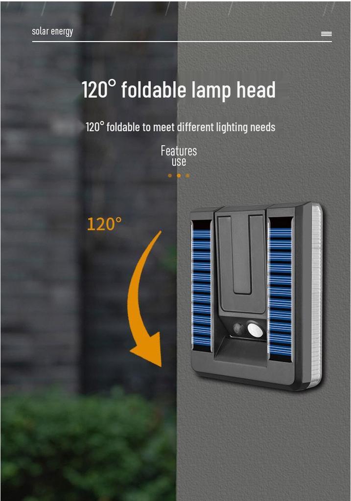 Outdoor Solar LED Wall Floodlight with Sensor - Waterproof Courtyard Lighting