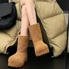 Winter New Ugly Big Head Snow Boots Cotton Boots Women's Medium Tube Thermal Boots Bread Boots Piled Thickened Large Cotton Shoes