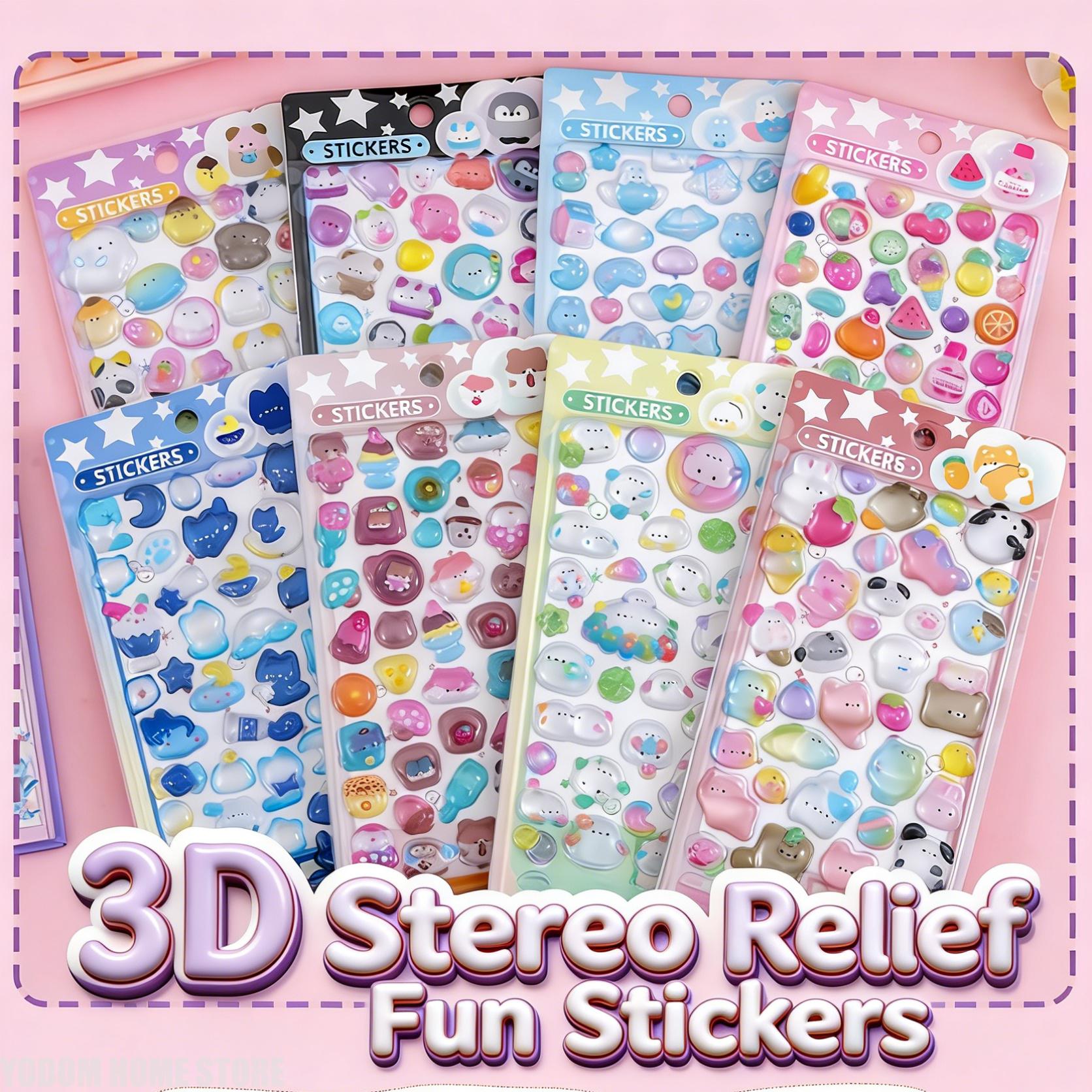 

12pcs 3D Embossed Stickers for Cute Animal Fruit Scrapbooking Supplies Material Korean Craft Kids Gift Phone Water Bottle