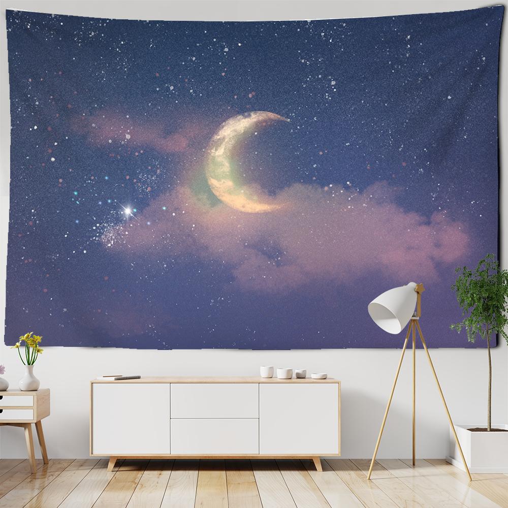 Hippie-Blumen-Wandteppich, Wohnheim-Dekoration, Mond-Wandteppich, Wandbehang, Sternenteppich, Kawaii-Zimmer, Wohnkultur, Wandteppich
