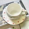 OLOEY Heart Coffee Ceramic Mug with Saucer Set