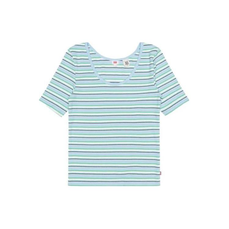 

Футболка Levis Striped Crew Neck с коротким рукавом, женская, синяя 85395-0003