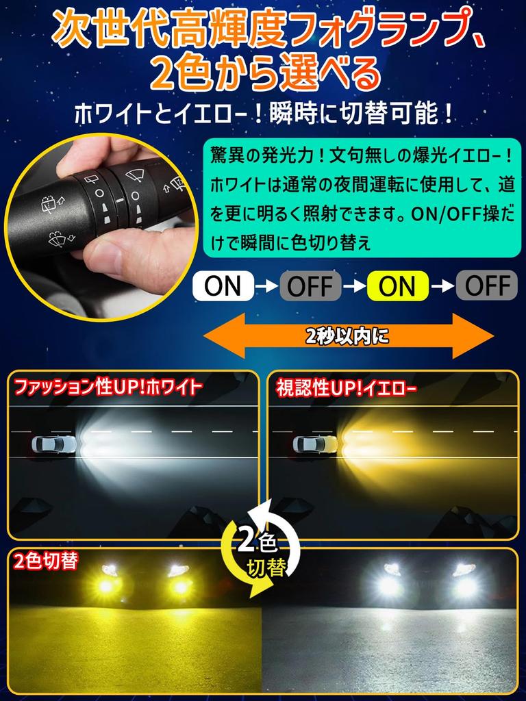Briteye Fog Lamp, HB4 LED, Fog, 9006 Hb4, 2 Color Switching, Explosive Light, 2
