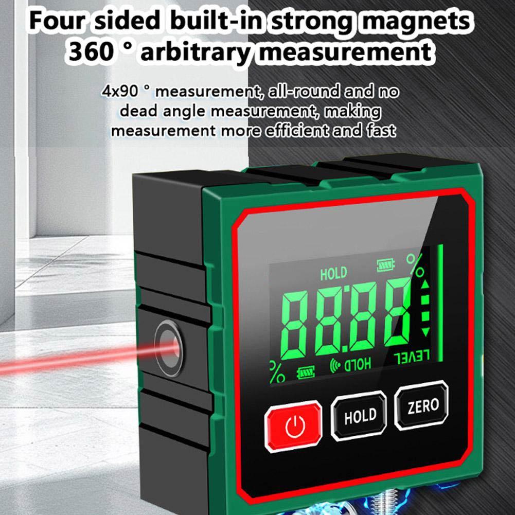 Mini Four Sides Magnetic Electronic Laser Digital Protractor Gauge Inclinometer Level Magnets Level Ruler Angle Slope 0-90°