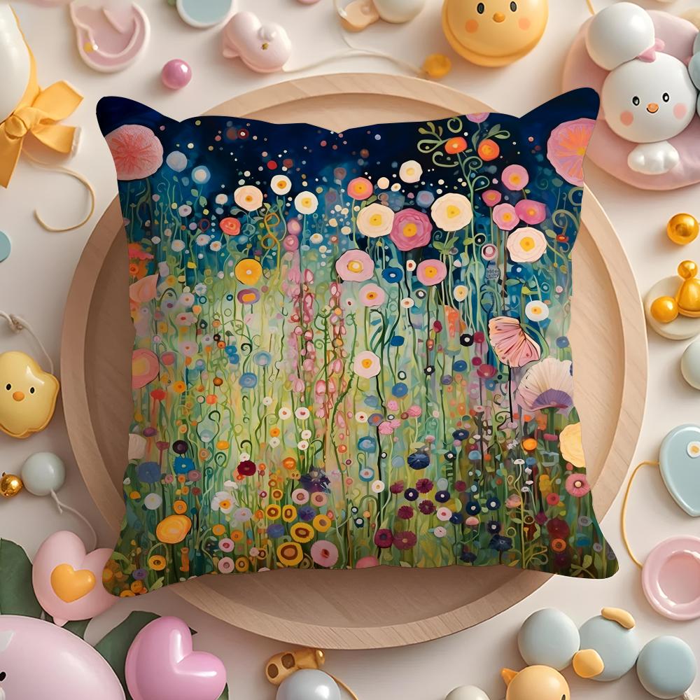 Midsummer Nights Flowers Cushion Cover Short Plush DoubleSided Printing Home Machine Washable in Warm Winter Pillow Cover