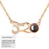 S925 Silver Peach Heart Projection Necklace 'I Love You' in 100 Languages