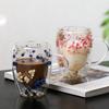 1/2Pcs 350ML Dries Flower Double Wall Mug Insulated Coffee Cup with Handle Espresso Latte Cappuccino Milk Juice Tea Water Drinking Cup