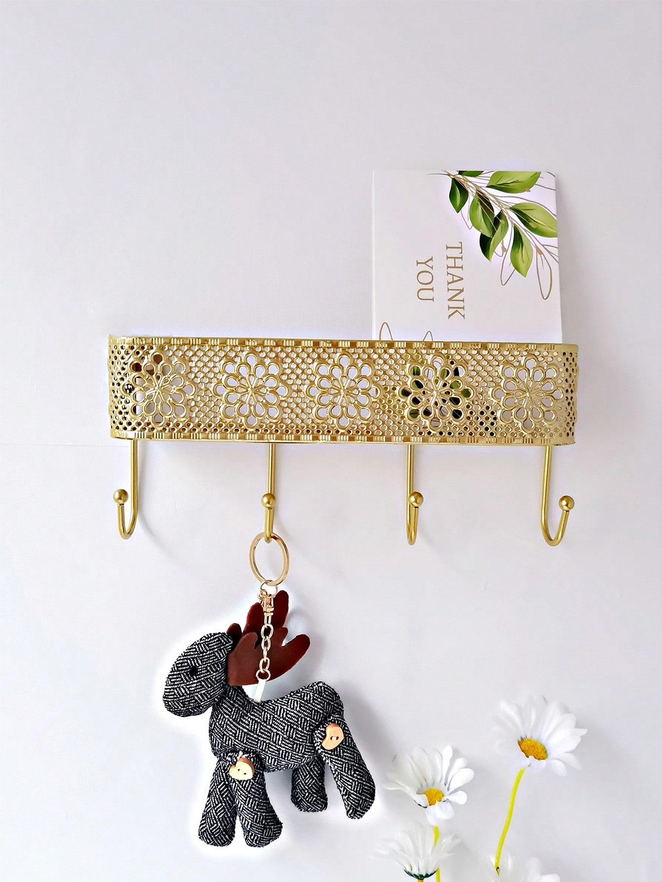 

1шт полый настенный крючок, минималистский золотой железный держатель для хранения для дома