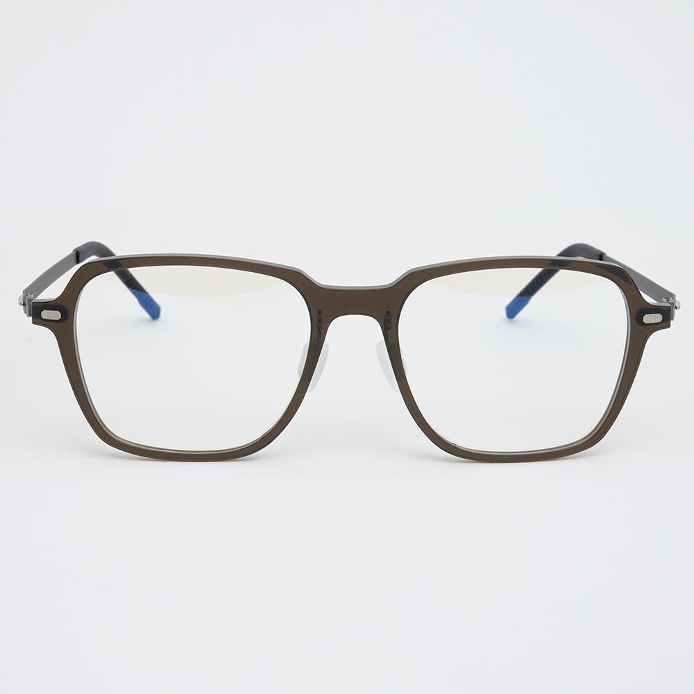 Alloaiweeo [The Air] Al5310 0910G Ultra-Lightweight Oversized Square Black Eyeglass Frame Blue Light Lens Selection