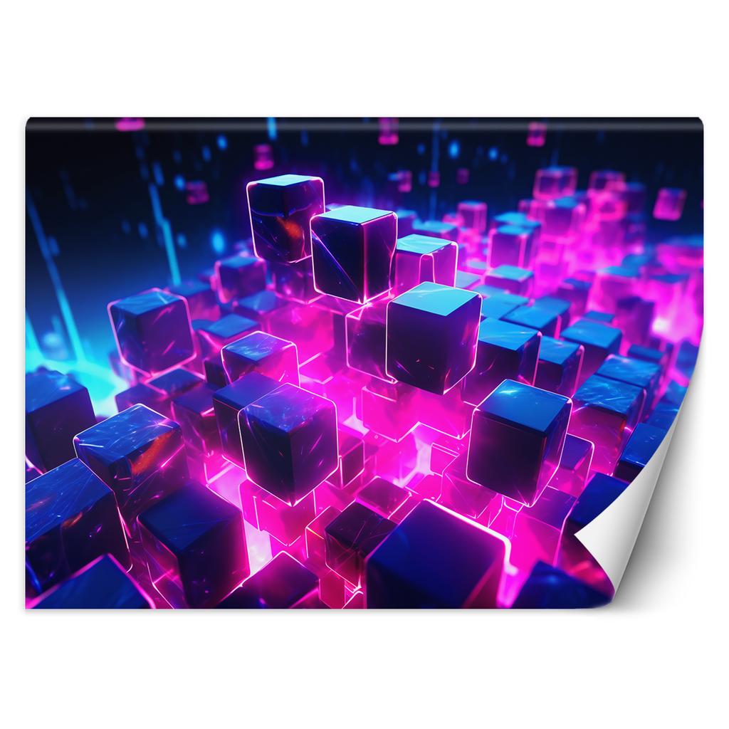 Wallpaper Neon cubes abstract 3D
