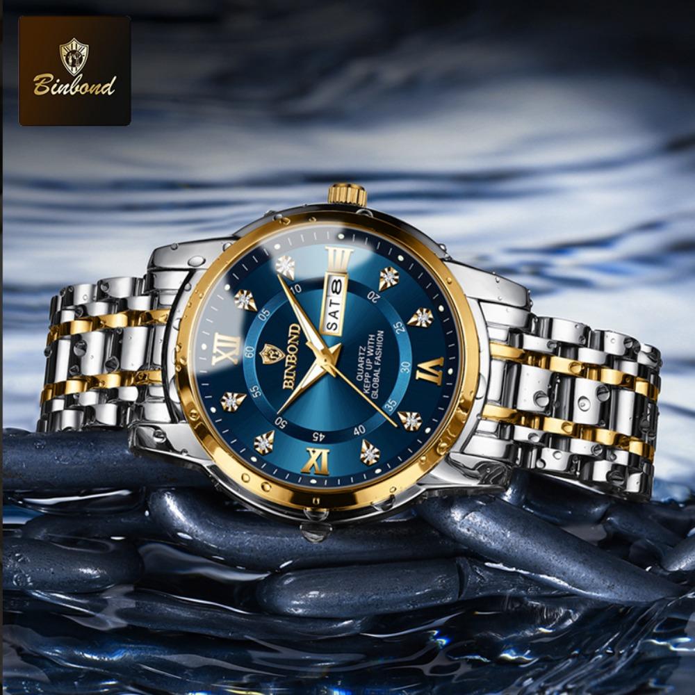 BINBOND Top Brand Luxury Fashion Watch Men 3ATM Waterproof Date Clock Sport Watches Mens Quartz Wristwatch
