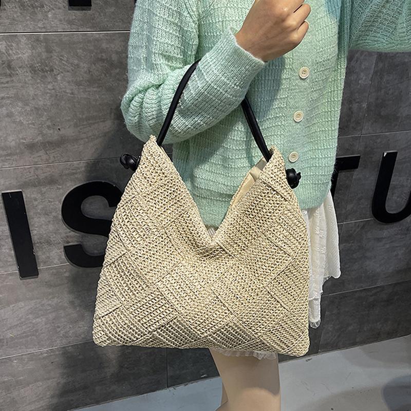 Women's Shoulder Bags Casual Wicker Woven Ladies Handmade Totes Large Capacity Summer Beach Female's Shopper Handbag