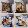Cute Wild Fox Printed Pillow Case Decor Lovely Animal Pillowcase 45*45cm Soft Short Plush Cushion Covers for Sofa Home Car