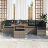 Canapé de jardin 7 pièces avec coussins gris poly rattan, Canapé 2 places avec coussins gris poly rattan 3349719