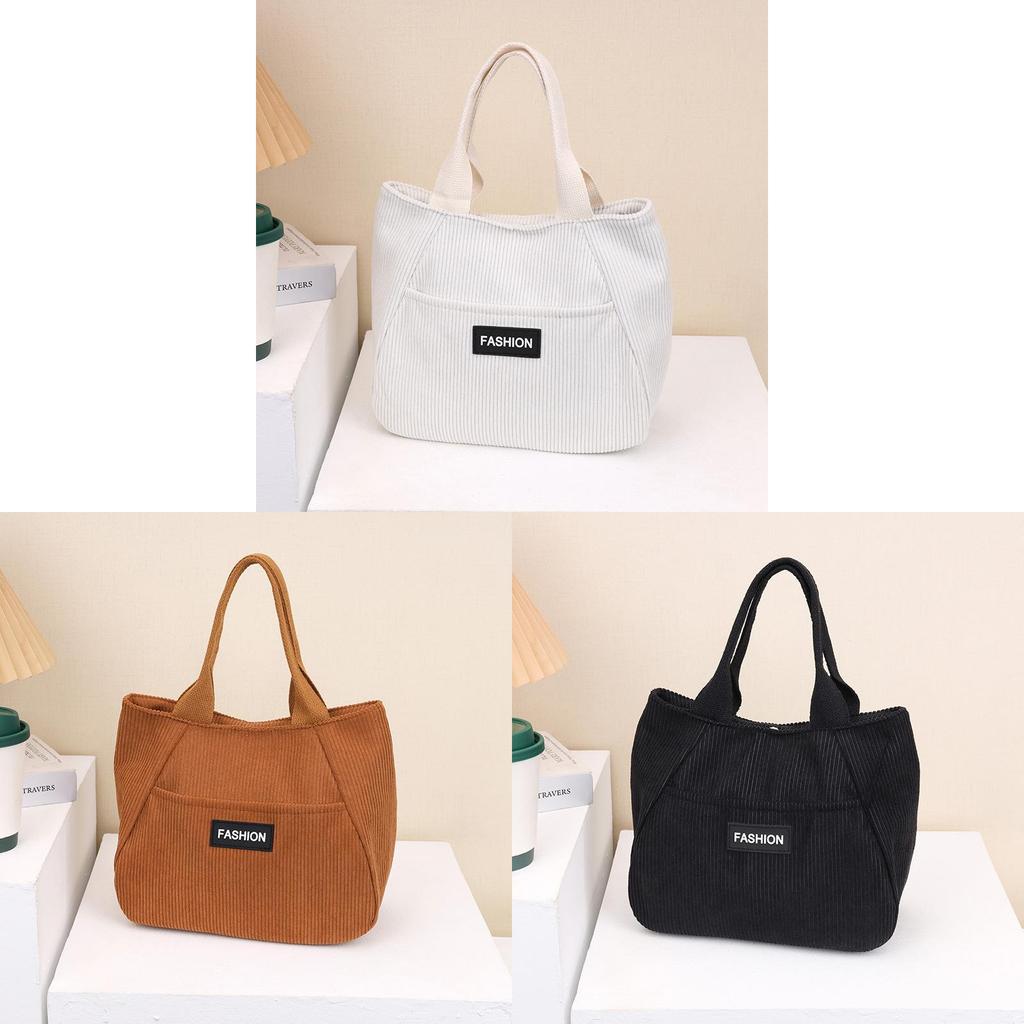 Cotton Corduroy Tote Bag For Women With Large Capacity Street Style Handheld Ladies Bag