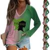 Women's Long Sleeve Plunger Sleeve  Witch Printed Casual Top T-Shirt