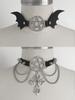 HERSHINE 2-piece Halloween theme collar cross pentagram wings accessories Y2K Gothic style Halloween cosplay accessories