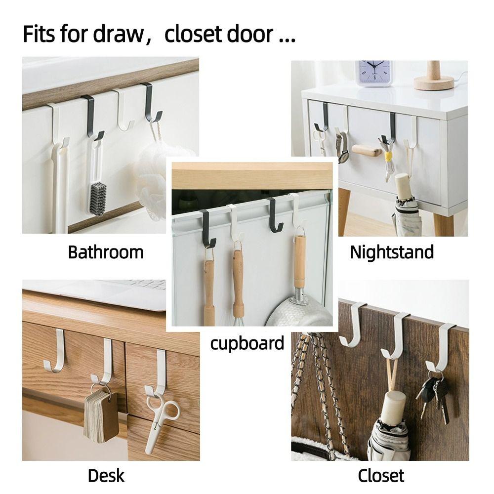Stainless Steel Over Cabinet Door Hook J Shape Heavy Duty Coat Towel Hook No Drill Space Saving Cabinet Door Hanger Laundry Room