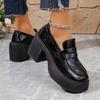 Fashion Spring Chunky Single Shoes Women Round Head Deep Mouth Waterproof Platform Anti-slip Wear-resistant High Heels
