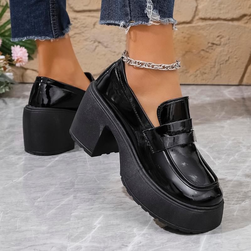 Fashion Spring Chunky Single Shoes Women Round Head Deep Mouth Waterproof Platform Anti-slip Wear-resistant High Heels