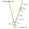 Qiong Yao 26-Letter Zircon Inlaid Jewelry Set: Gold-Plated Titanium Steel Necklace, Bracelet, Ring, and Stud Earrings.