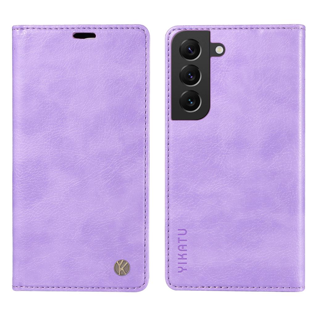 YIKATU YK-006 For Samsung Galaxy S22 5G Magnetic Case Litchi Texture Leather Flip Stand Phone Shell