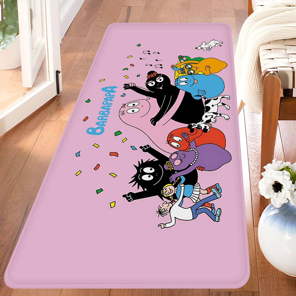 Cute Cartoon Les Barbapapa Hallway Carpet Washable Non-Slip Living Room Sofa Chairs Area Mat Kitchen Doormat Area Rug