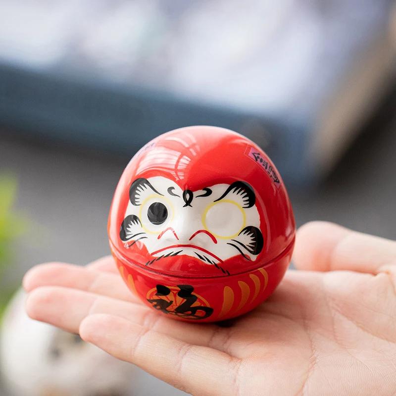 A Top Quality Ceramic Daruma Statue Daruma Tumbler Crafts Japanese Style Lucky Fortune Ornament Landscape Home Decor Gifts