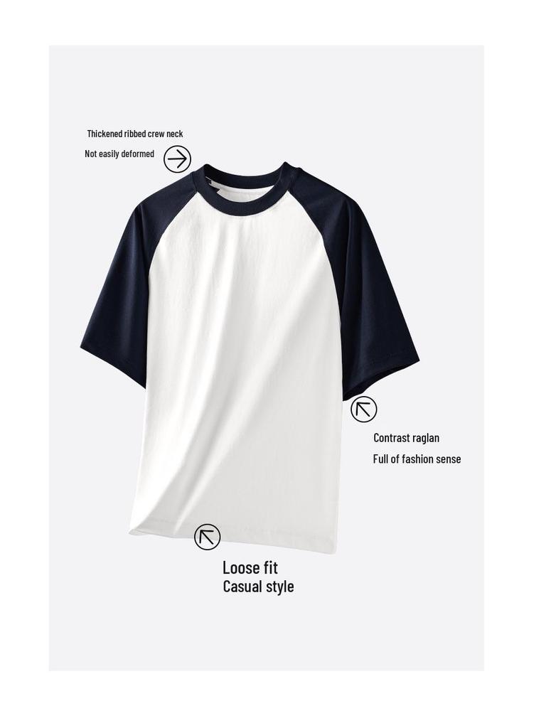 Damen Übergröße Retro Colorblock Raglanärmel Eisbaumwoll-T-Shirt