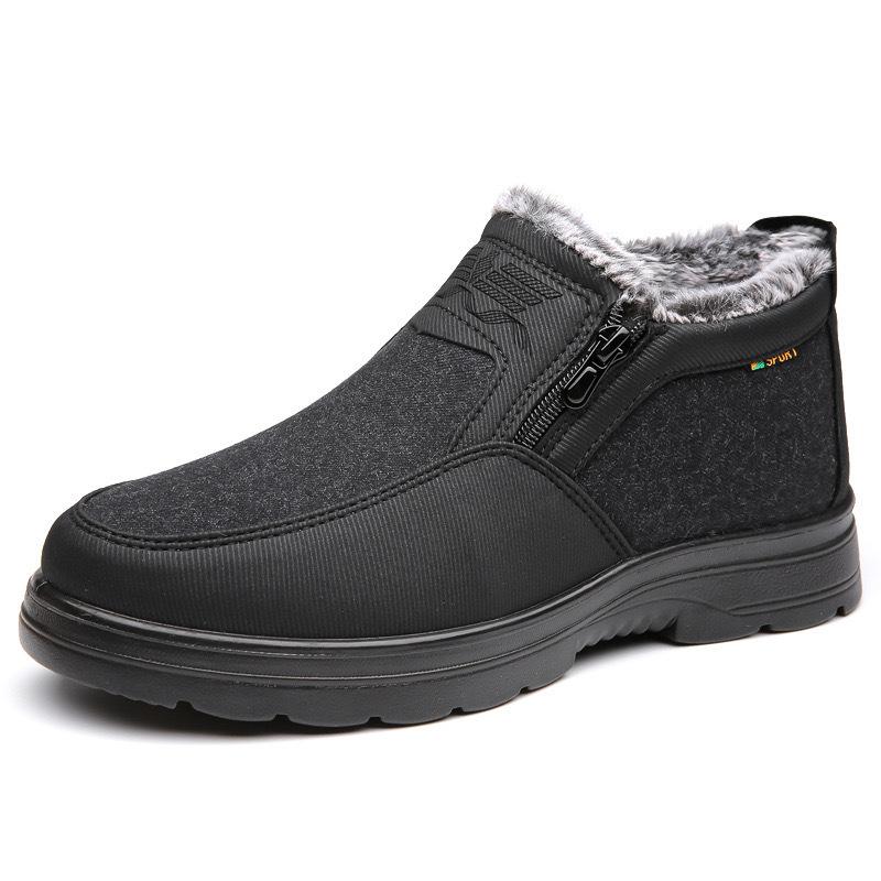 Winter Old Beijing Cloth Shoes Men's Cotton Shoes Piled and Thickened To Keep Warm Middle-aged and Elderly Father Shoes Waterproof and Non-slip El