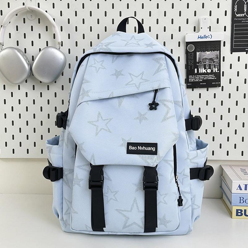 Schoolbag Cool Feeling Dark Gradual Change Star Backpack Korean Version Tooling Style College Student Couple Leisure Travel Backpack