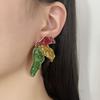 Christmas creative design sense festive alloy maple leaf stud earrings niche versatile trendy girl