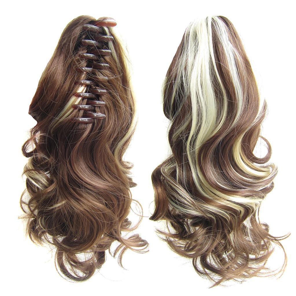 Langes Haar, Dutt, Perücke, Pferdeschwanz, matt, Hochtemperatur-Seidenfaser, Krallenklammer, 43,2 cm