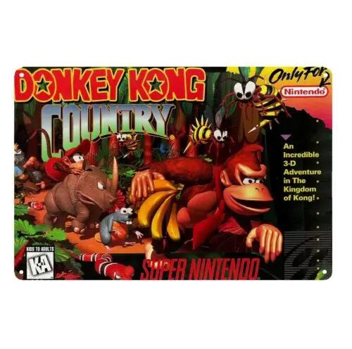 1 шт. Donkey Kong Country Super Nintendo Видеоигра Металлическая Пластина Жестяной Знак 20*30 см 20x30cm(7.8x11.8inch)