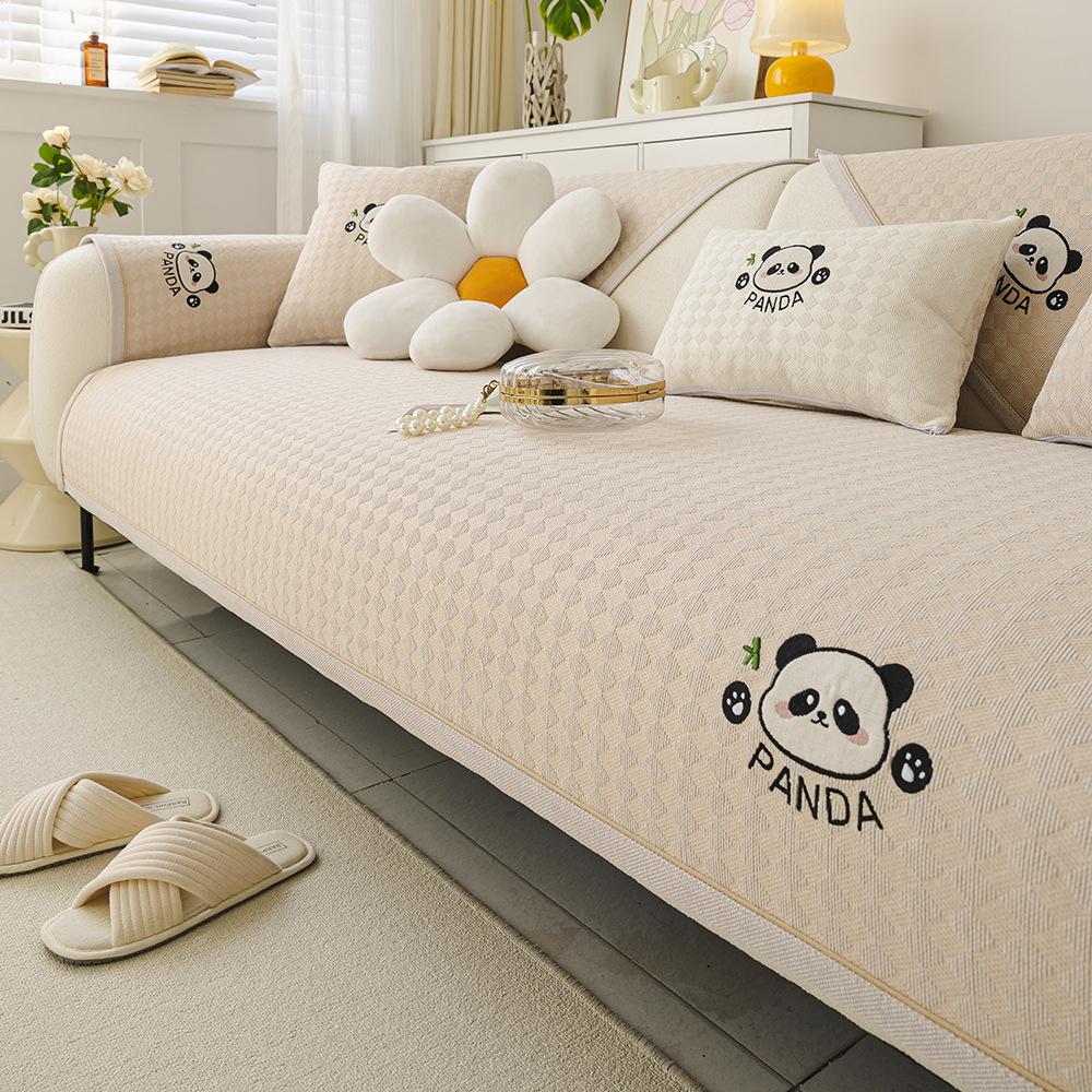 Panda  New Chenille Sofa Cushion Four Seasons Universal Cartoon Seat Cushion Fixed Non-Slip Sofa Cover Cover Cloth