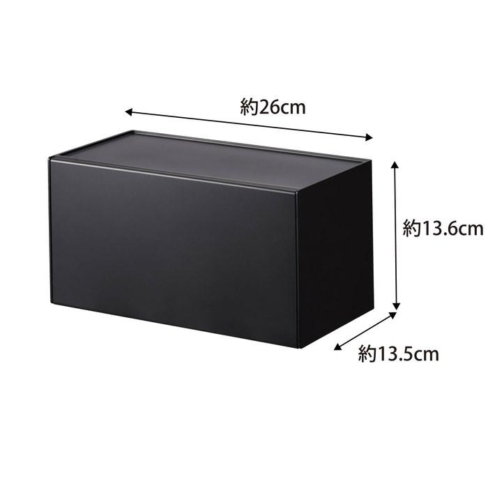 Yamazaki Gypsum Board Pincer & Wood Screw Included, Tray-Attached Paper Towel Dispenser Black, Approx. W26 X D13.5 X H13.6cm (Lid Open: