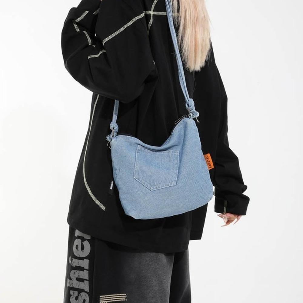 Gewaschene Denim-Tote-Bag mit großem Fassungsvermögen, Damen-Umhängetasche