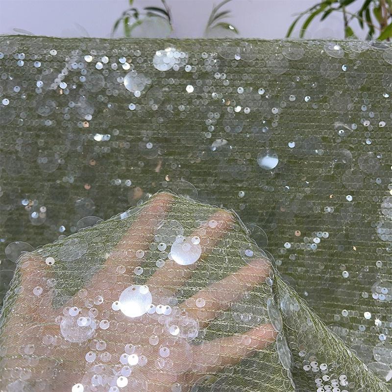 1/3yards Elastic Mesh Striped Sequin Embroidered Lace Fabric Bridal Wedding Dress Material Costume Decor Trim Shinny Material