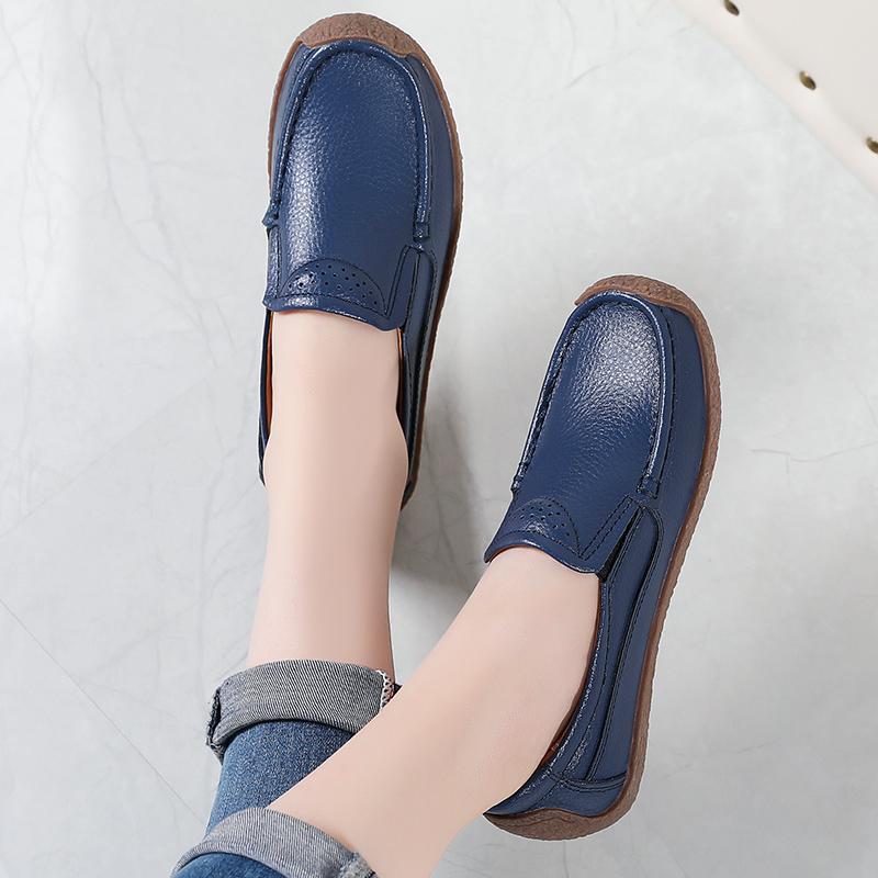 Leather Womens Casual Shoes Leisure Sneakers Women Luxury Brand Slip on Loafers Female Soft Moccasins Zapatos De Mujer