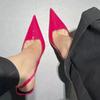 Elegant Pointed Toe Thin High Heels Women Sexy Slingbacks Women Pumps Luxury Patent Leather High Heeled Sandals Banquet Heels