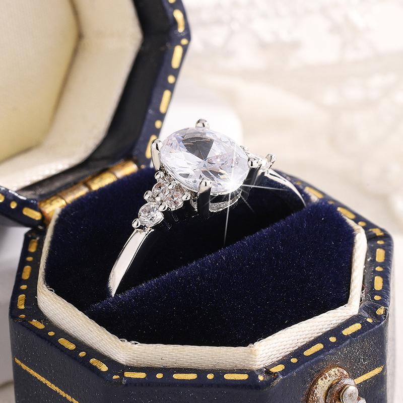 925 Silver Plated Fashion White Cubic Zirconia Rings For Women Wedding Statement Fine Jewelry Party Gift