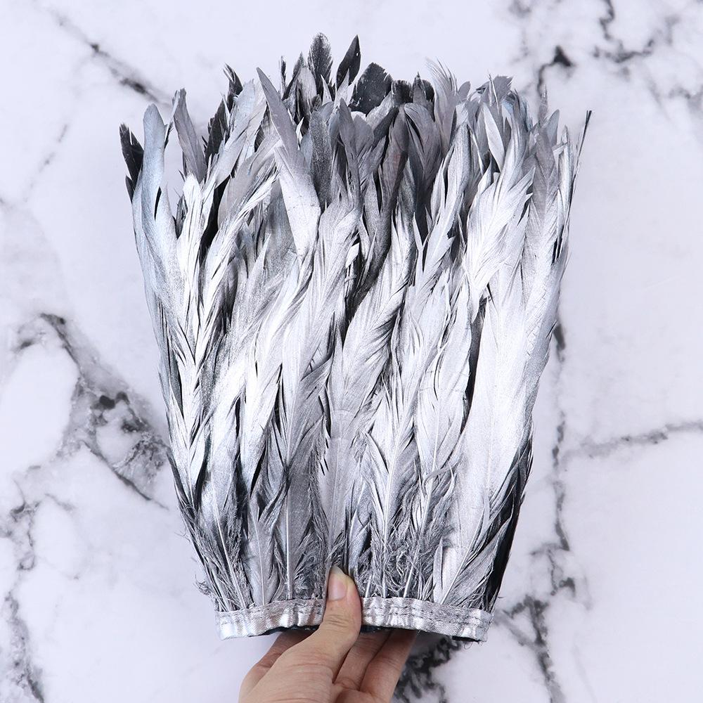 Gold Silber Lila Spitze Federstaubwischer für DIY Kleidung Accessoires