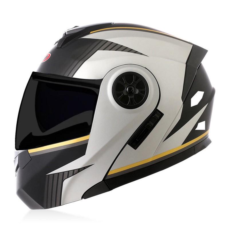Full Face Motorcycle Helmet With Dual Visors Flip-Up Design Men Women All Season Riding